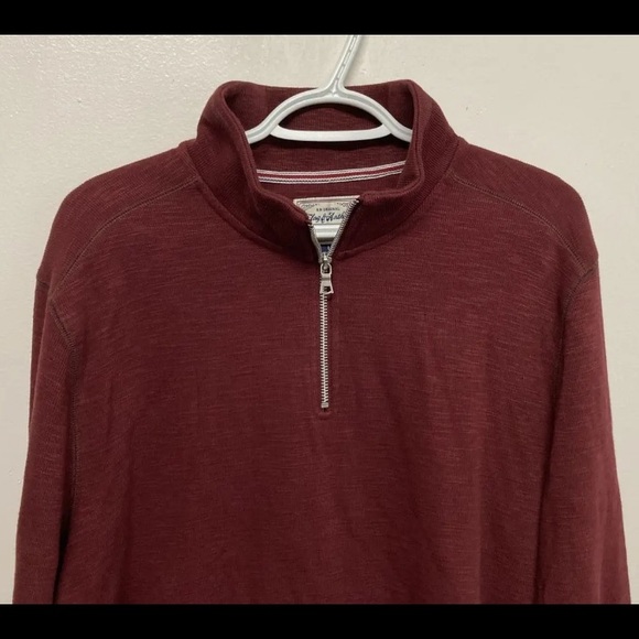 Flag & Anthem Mens 1/4 Zip Sweater Pullover Large Maroon Mid-Weight Stretch - Picture 6 of 13